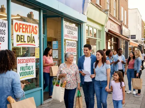 Familias y vecinos aprovechando ofertas y domicilios locales en Barcelona